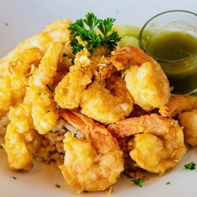 Calamari & Shrimp Garlic Rice.