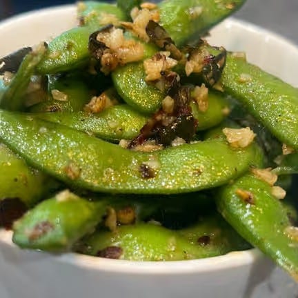 Spicy Garlic Edamame.